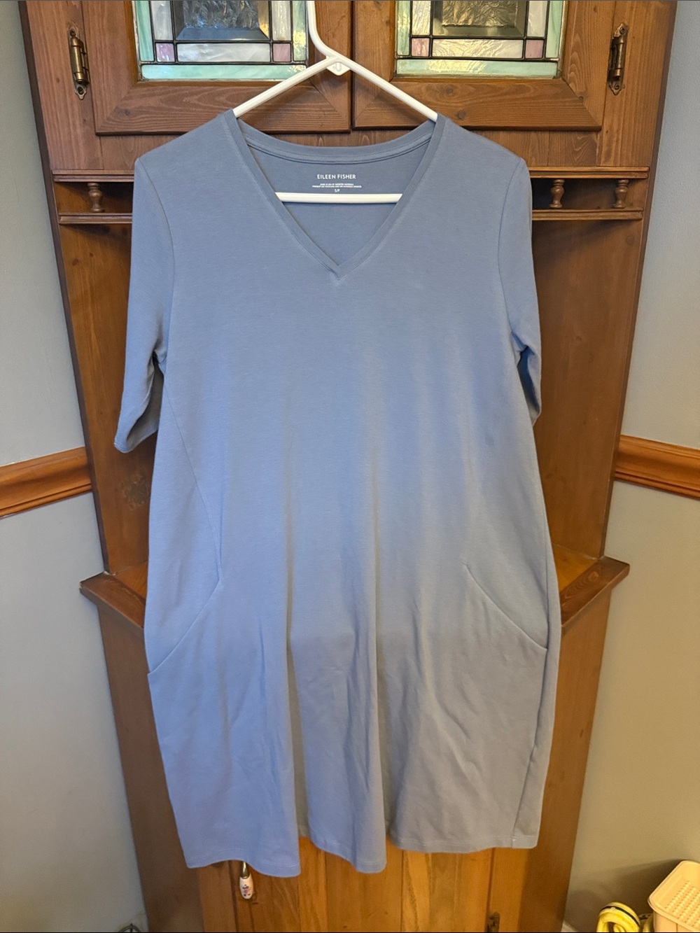 Eileen Fisher Organic Cotton Relaxed Raglan V-Neck Pocket Dress S/P